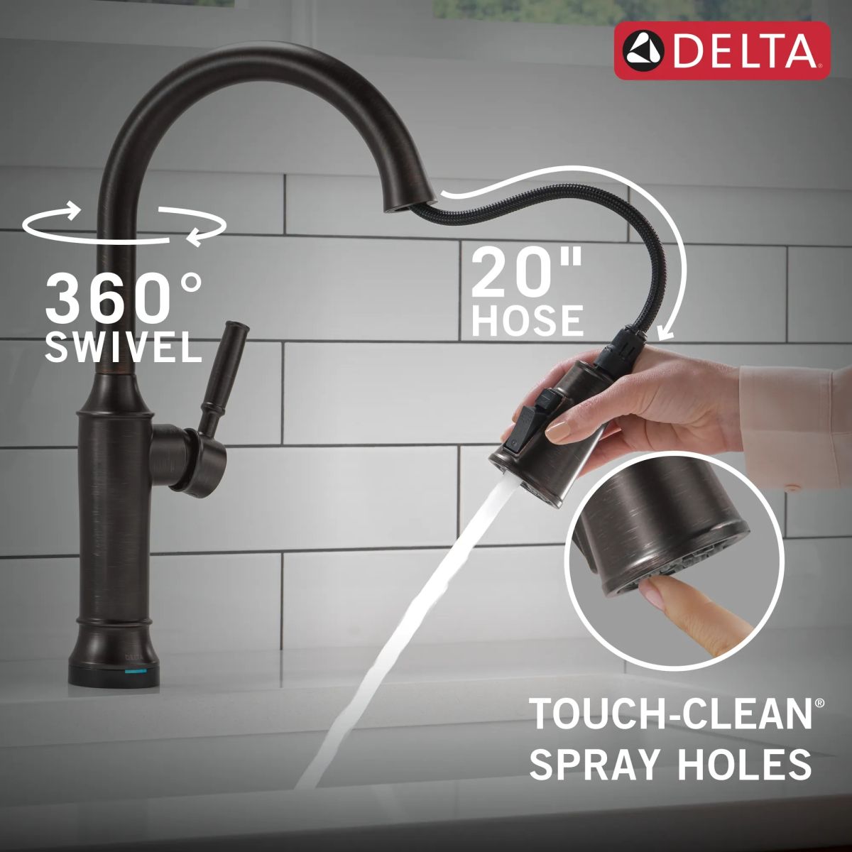 DELTA Renaldi Touch2O Technology Kitchen Faucet with Touchless Technology — Venetian Bronze