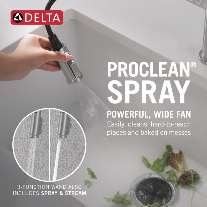 DELTA Cordova Single Handle Pull-Down Kitchen Faucet — Lumicoat® Arctic Stainless