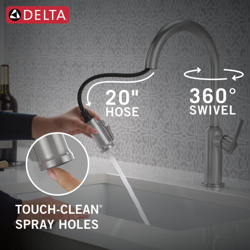 DELTA Cordova Single Handle Pull-Down Kitchen Faucet — Lumicoat® Arctic Stainless