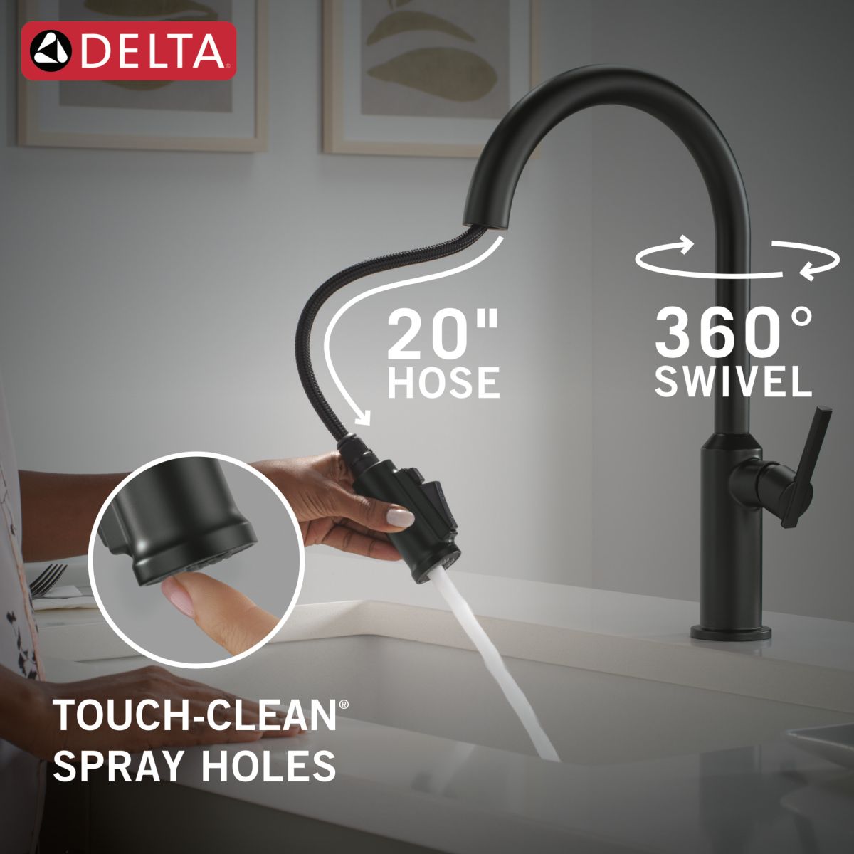 DELTA Cordova Single Handle Pull-Down Kitchen Faucet — Matte Black