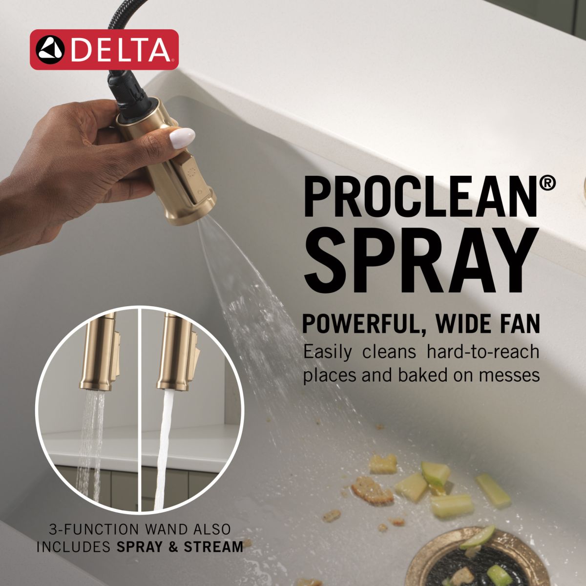 DELTA Cordova Single Handle Pull-Down Kitchen Faucet — Lumicoat® Champagne Bronze