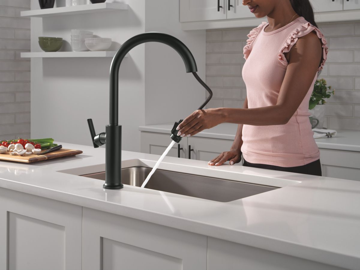 DELTA Altado Single Handle Pull-Down Kitchen Faucet — Matte Black