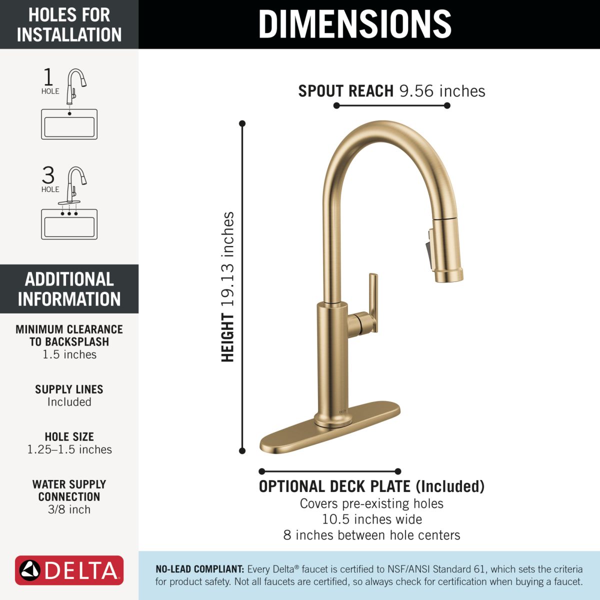 DELTA Altado Single Handle Pull-Down Kitchen Faucet — Champagne Bronze