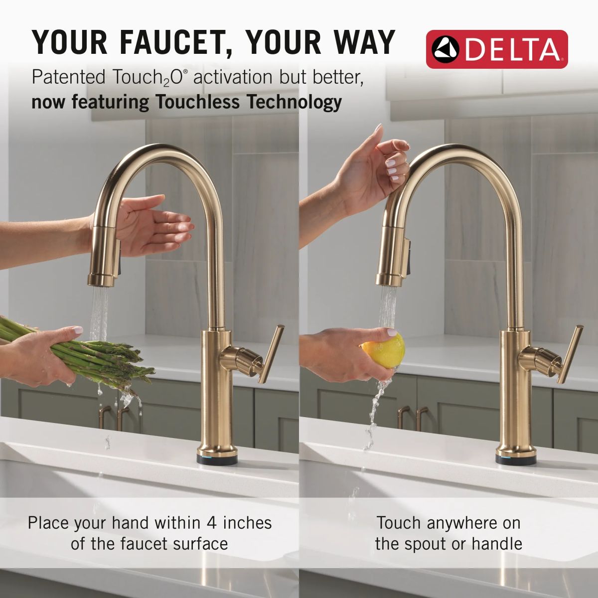 DELTA Altado Touch2O Technology Kitchen Faucet with Touchless Technology — Champagne Bronze