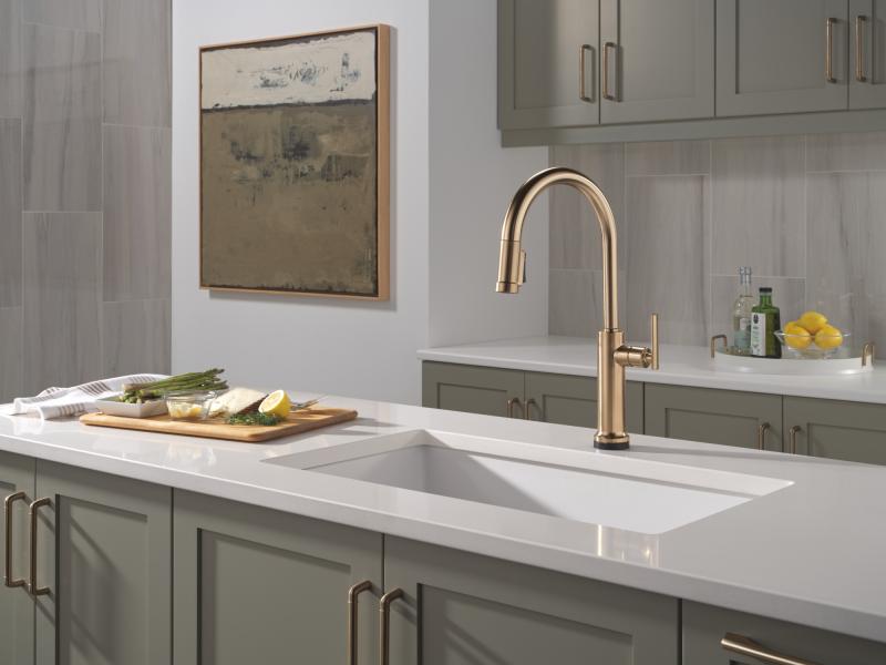 DELTA Altado Touch2O Technology Kitchen Faucet with Touchless Technology — Champagne Bronze