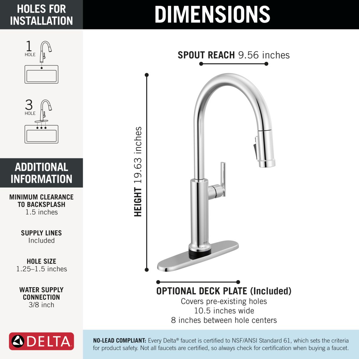 DELTA Altado Touch2O Technology Kitchen Faucet with Touchless Technology — Chrome