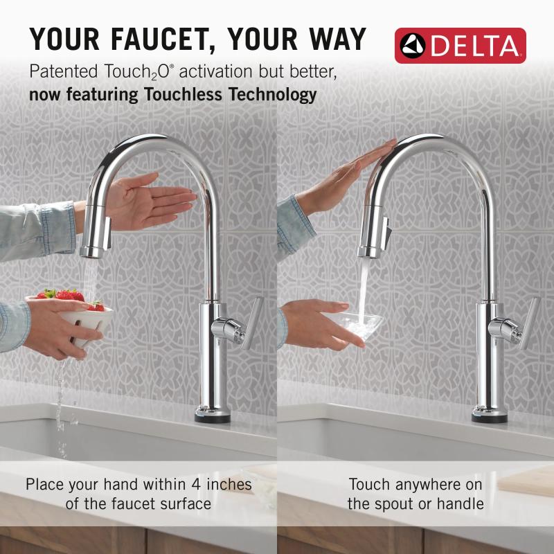 DELTA Altado Touch2O Technology Kitchen Faucet with Touchless Technology — Chrome