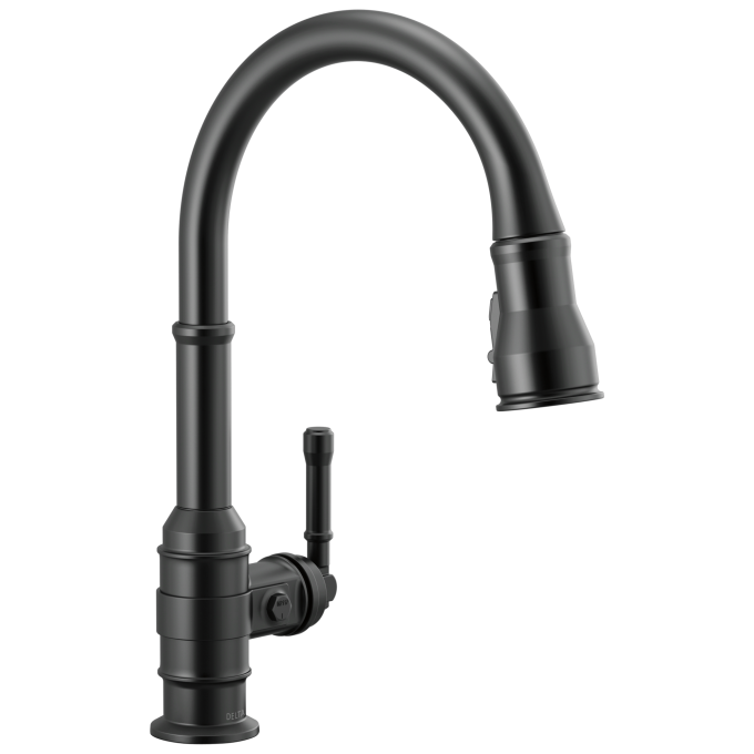 DELTA Broderick Single Handle Pull-Down Kitchen Faucet — Matte Black