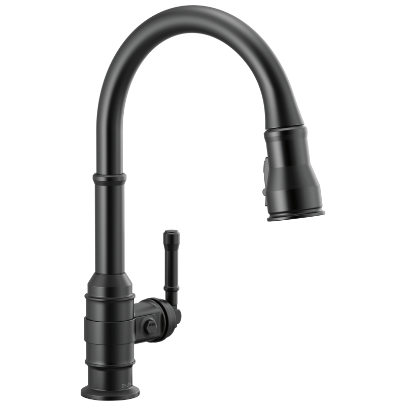 DELTA Broderick Single Handle Pull-Down Kitchen Faucet — Matte Black