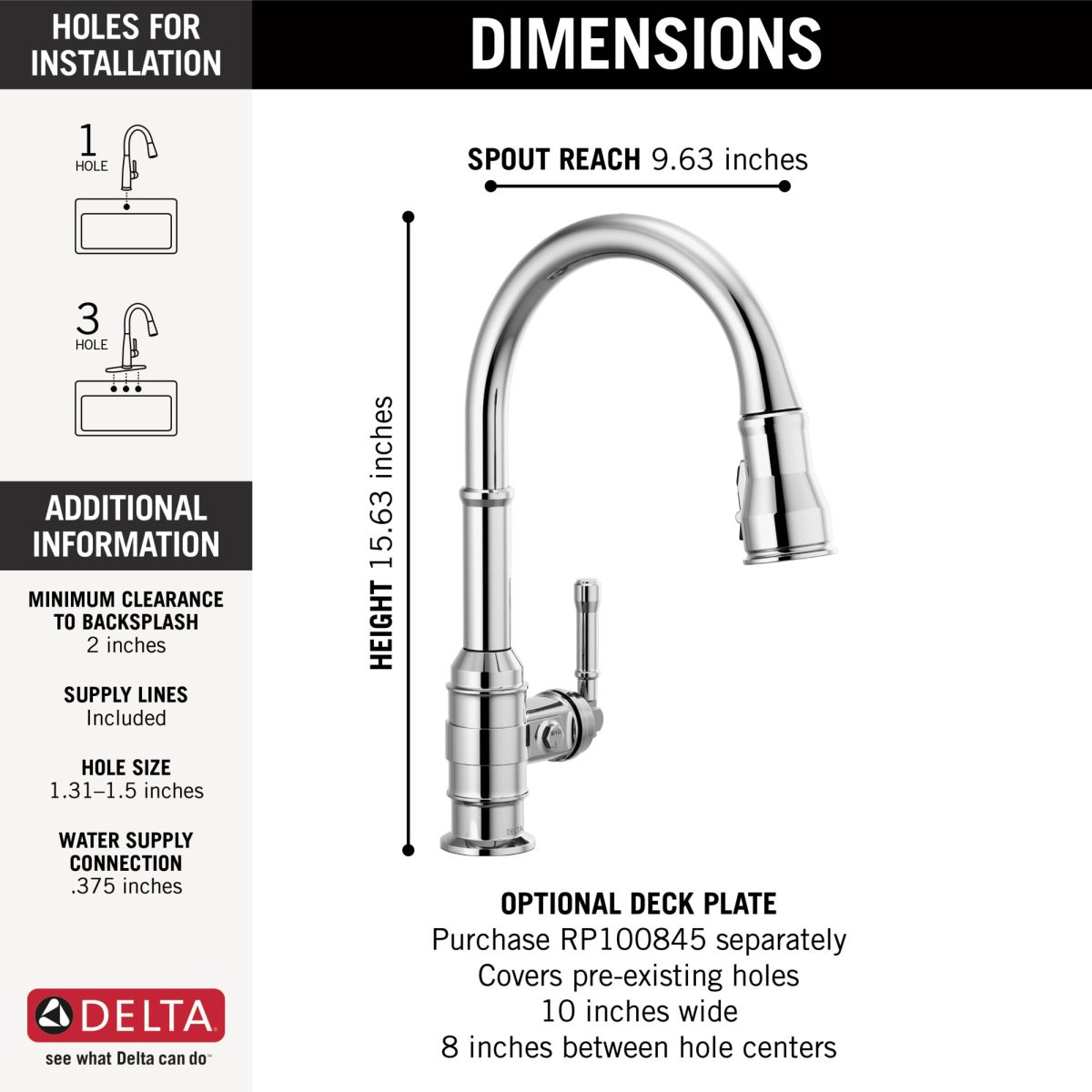 DELTA Broderick Single Handle Pull-Down Kitchen Faucet — Chrome