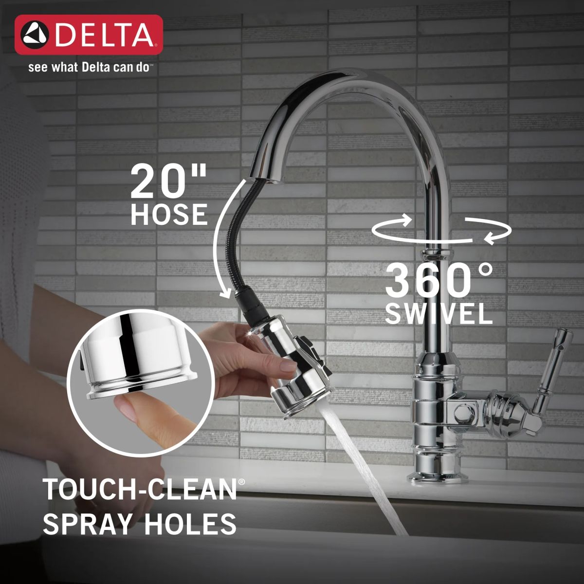 DELTA Broderick Single Handle Pull-Down Kitchen Faucet — Chrome
