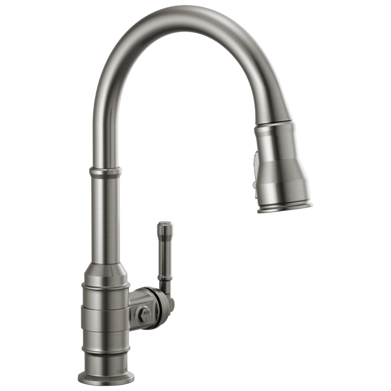 DELTA Broderick Single Handle Pull-Down Kitchen Faucet — Black Stainless