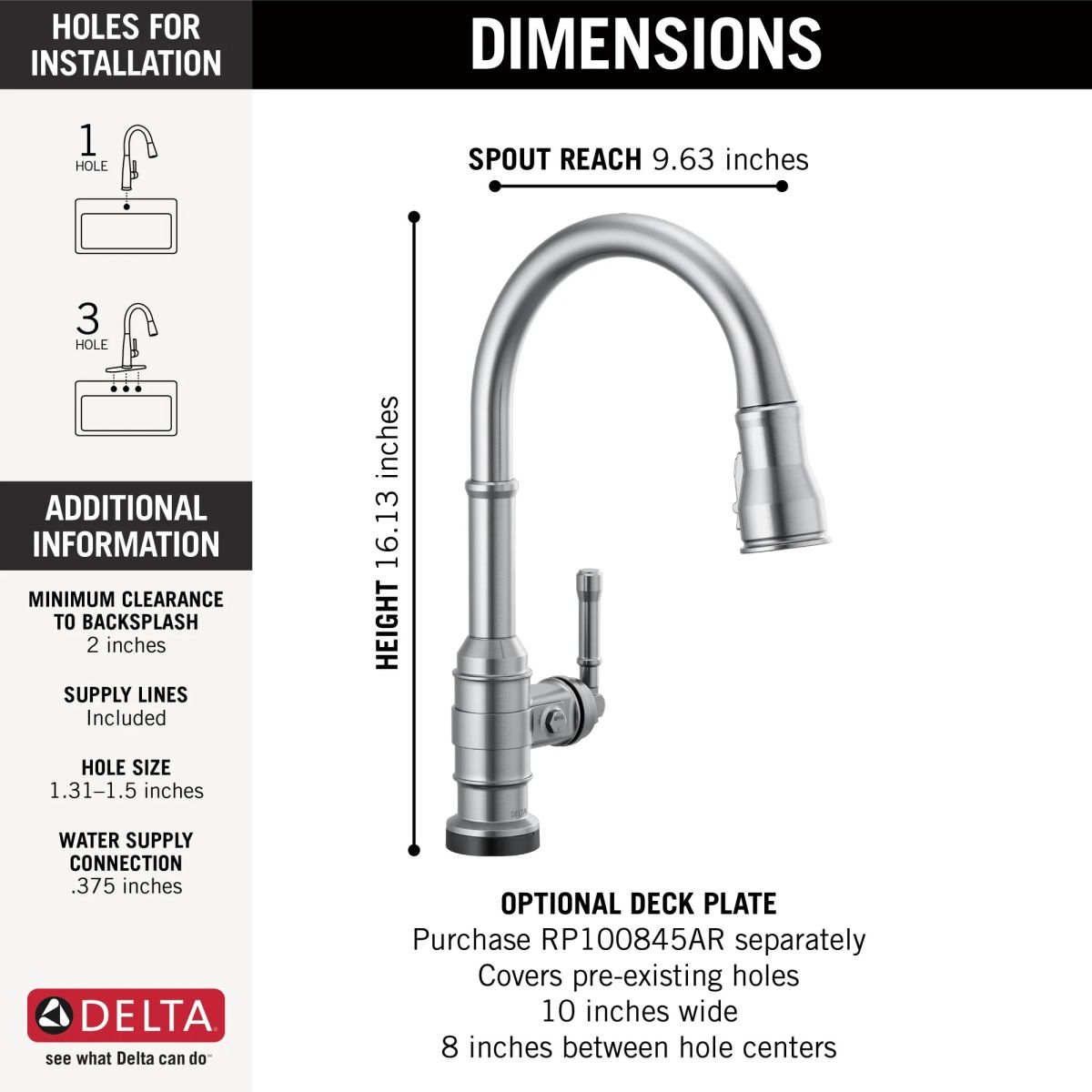 DELTA Broderick Single Handle Pull-Down Kitchen Faucet With Touch2O  Technology — Arctic Stainless