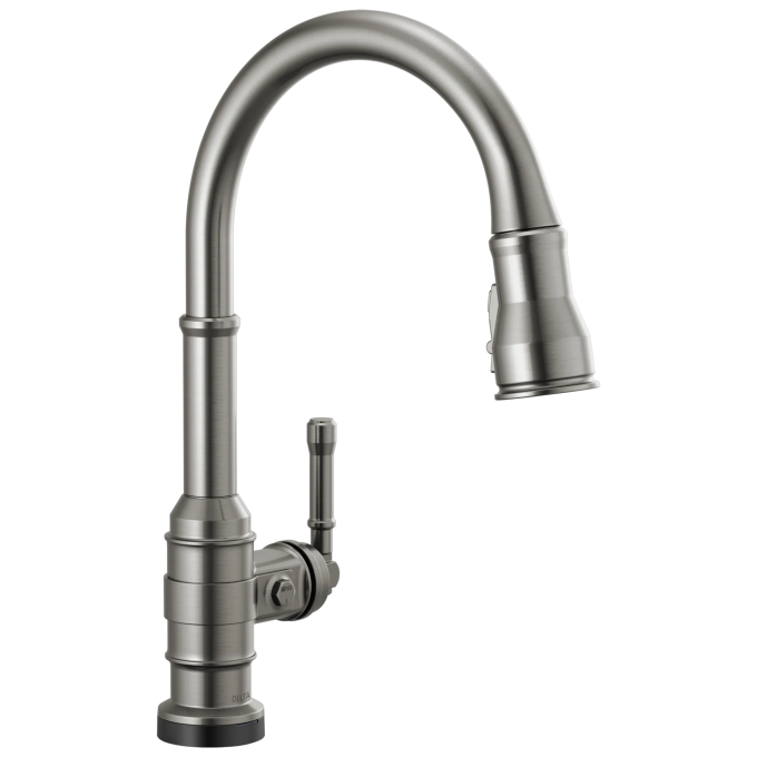 DELTA Broderick Touch2O Technology Kitchen Faucet with Touchless Technology — Black Stainless