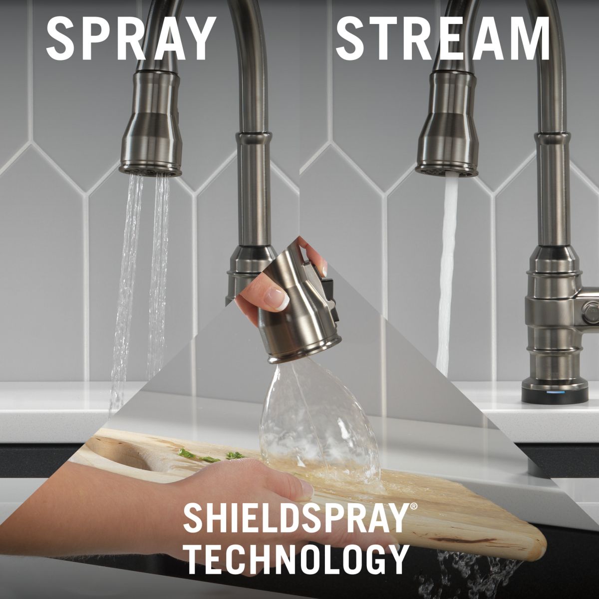 DELTA Broderick Touch2O Technology Kitchen Faucet with Touchless Technology — Black Stainless