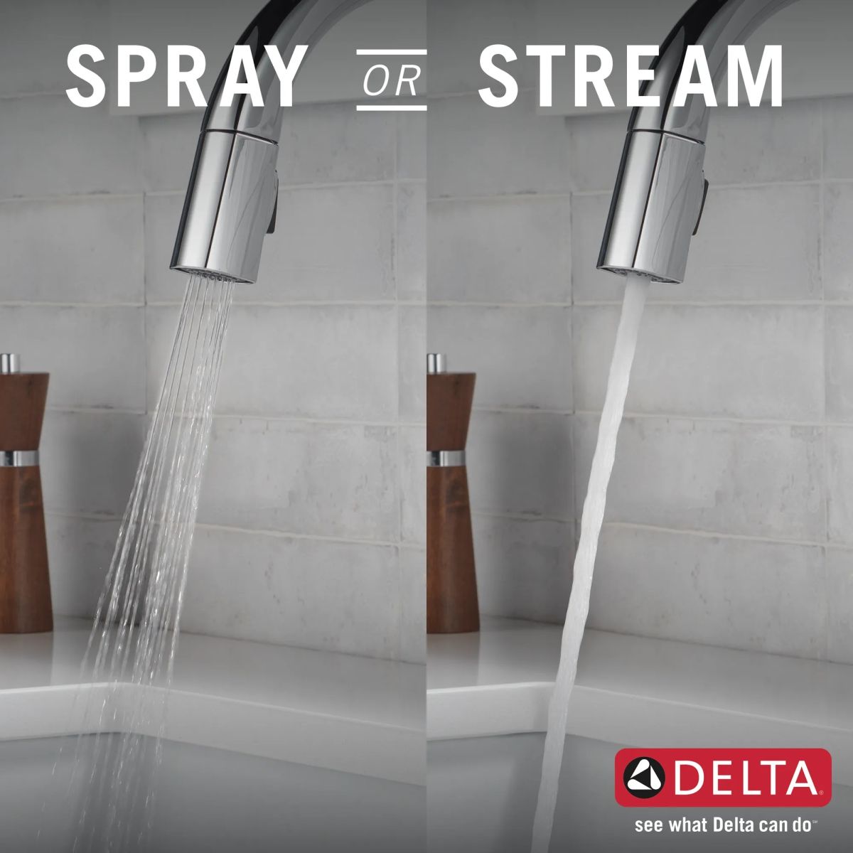 DELTA Monrovia Single Handle Pull-Down Kitchen Faucet — Lumicoat® Chrome