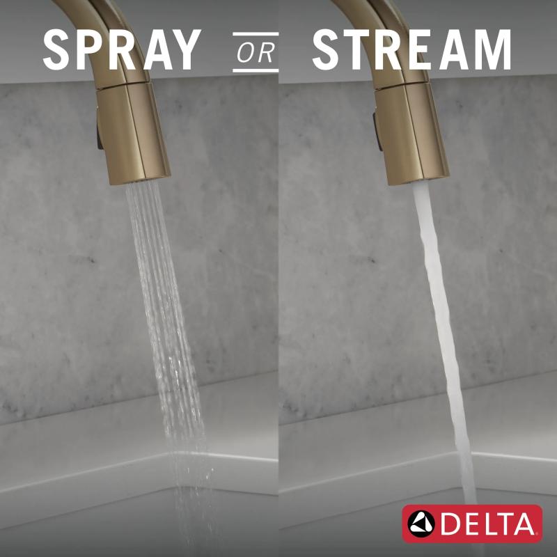 DELTA Monrovia Touch2O Technology Kitchen Faucet with Touchless Technology — Lumicoat® Champagne Bronze