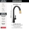 DELTA Monrovia Touch2O Technology Kitchen Faucet with Touchless Technology — Matte Black / Champagne Bronze