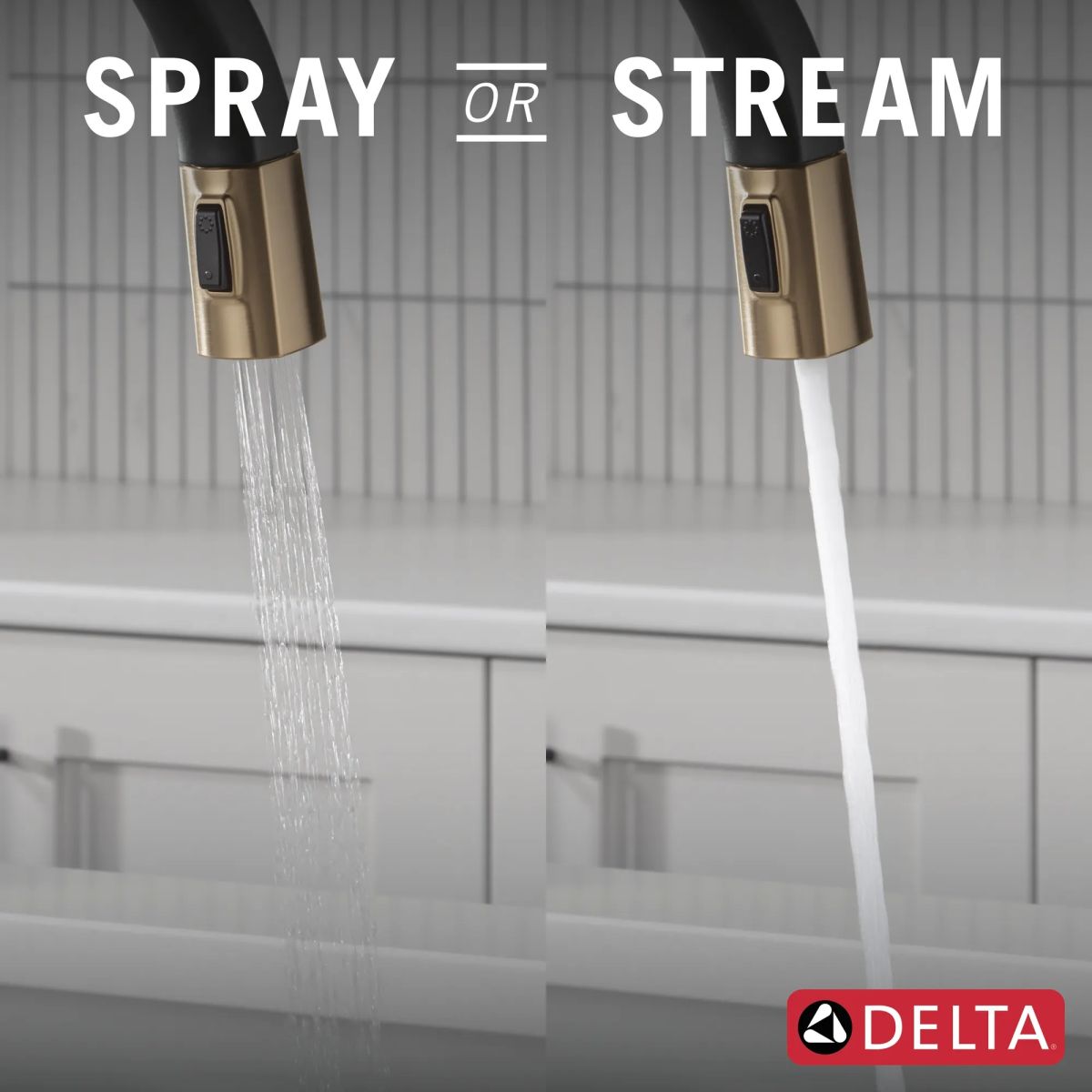 DELTA Monrovia Touch2O Technology Kitchen Faucet with Touchless Technology — Matte Black / Champagne Bronze