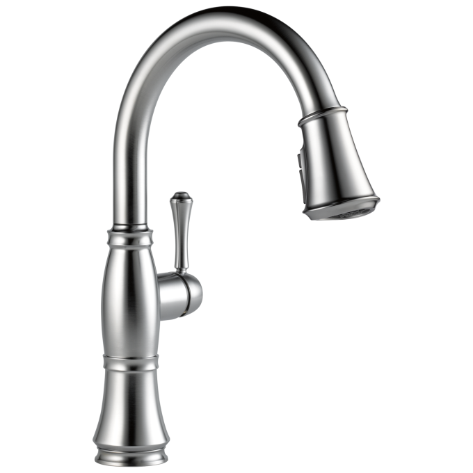 DELTA Cassidy Single Handle Pull-Down Kitchen Faucet — Lumicoat® Arctic Stainless