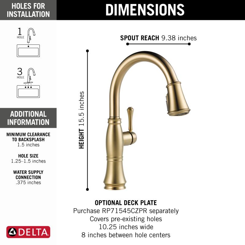 DELTA Cassidy Single Handle Pull-Down Kitchen Faucet — Lumicoat® Champagne Bronze