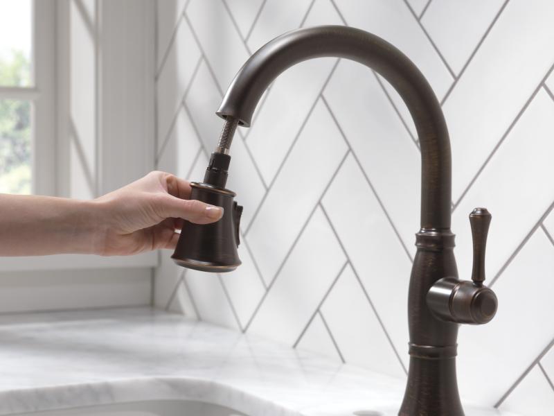 DELTA Cassidy Single Handle Pull-Down Kitchen Faucet with ShieldSpray Technology — Venetian Bronze