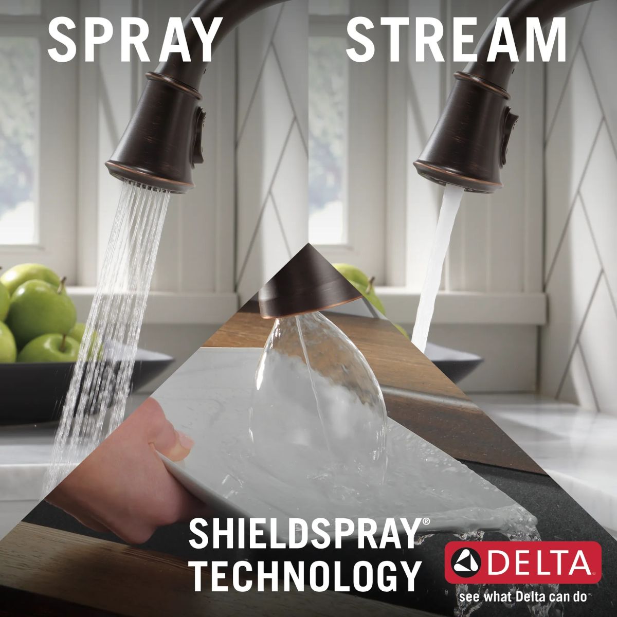 DELTA Cassidy Single Handle Pull-Down Kitchen Faucet with ShieldSpray Technology — Venetian Bronze