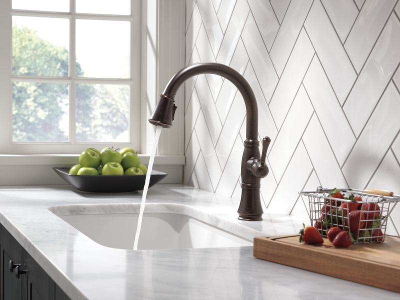 DELTA Cassidy Single Handle Pull-Down Kitchen Faucet with ShieldSpray Technology — Venetian Bronze