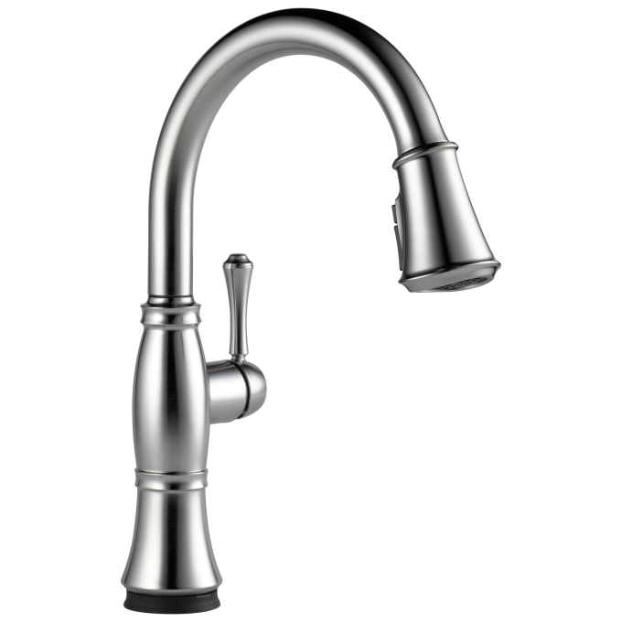 DELTA Cassidy Touch2O Technology Kitchen Faucet with Touchless Technology — Lumicoat® Arctic Stainless