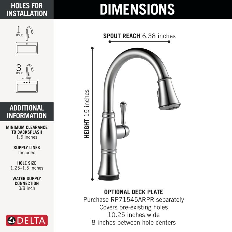 DELTA Cassidy Touch2O Technology Kitchen Faucet with Touchless Technology — Lumicoat® Arctic Stainless