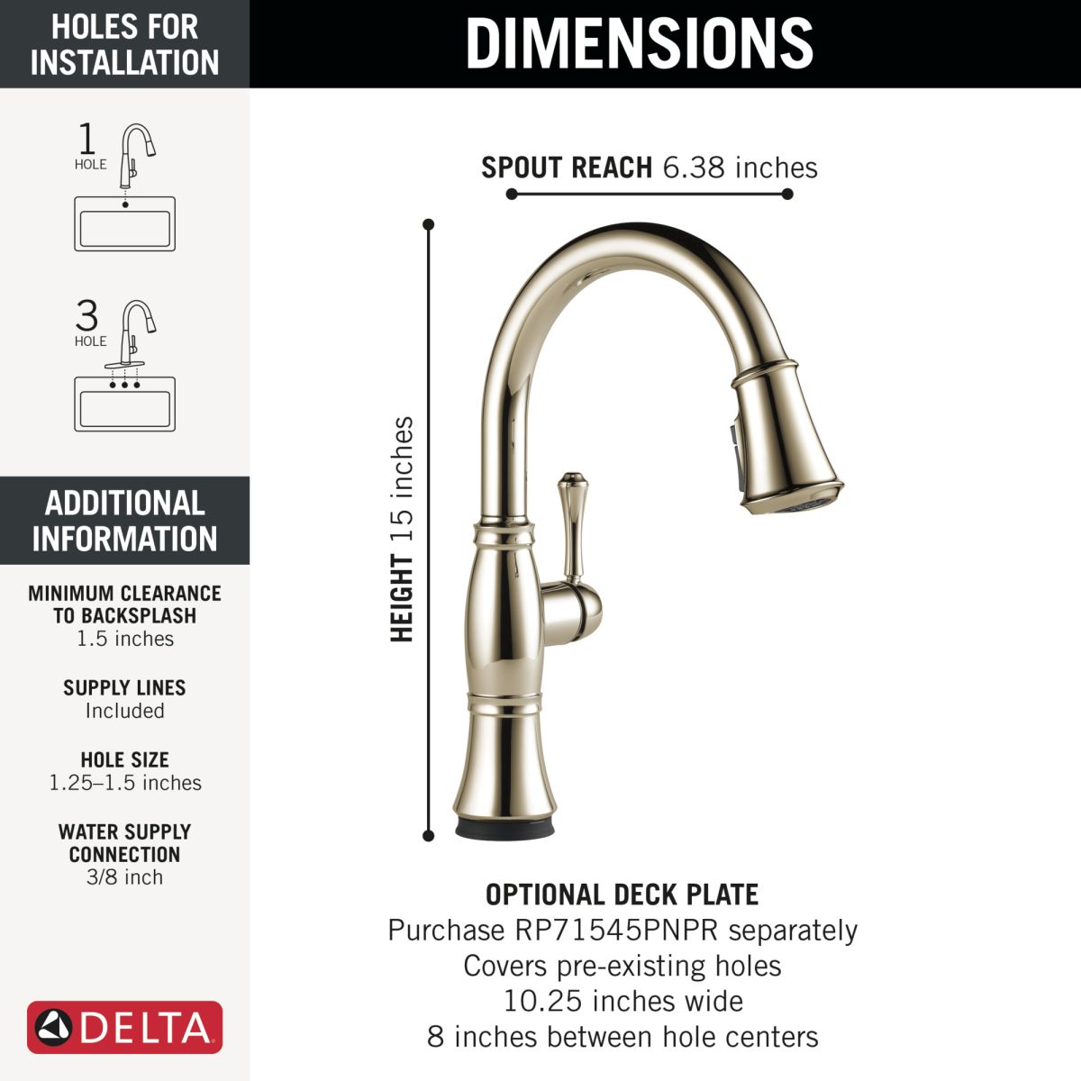 DELTA Cassidy Touch2O Technology Kitchen Faucet with Touchless Technology — Lumicoat® Polished Nickel