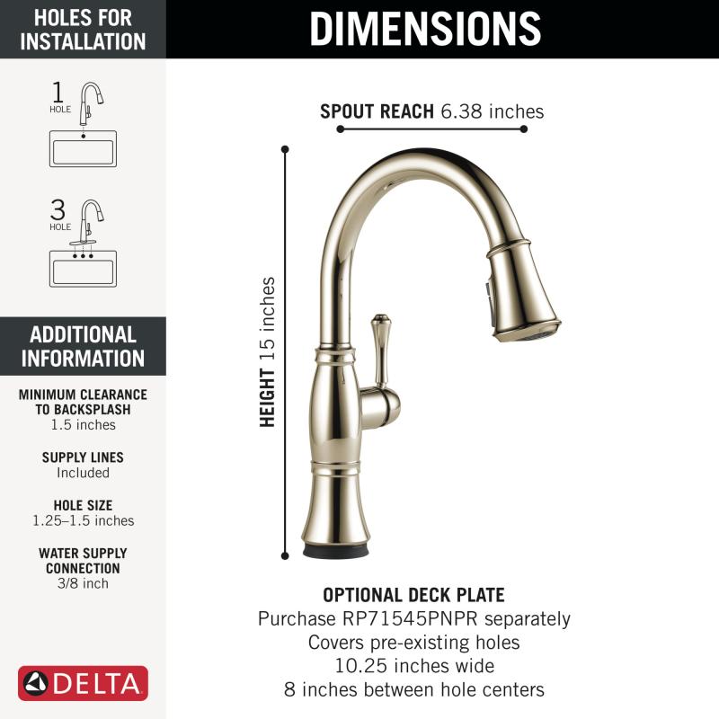 DELTA Cassidy Touch2O Technology Kitchen Faucet with Touchless Technology — Lumicoat® Polished Nickel