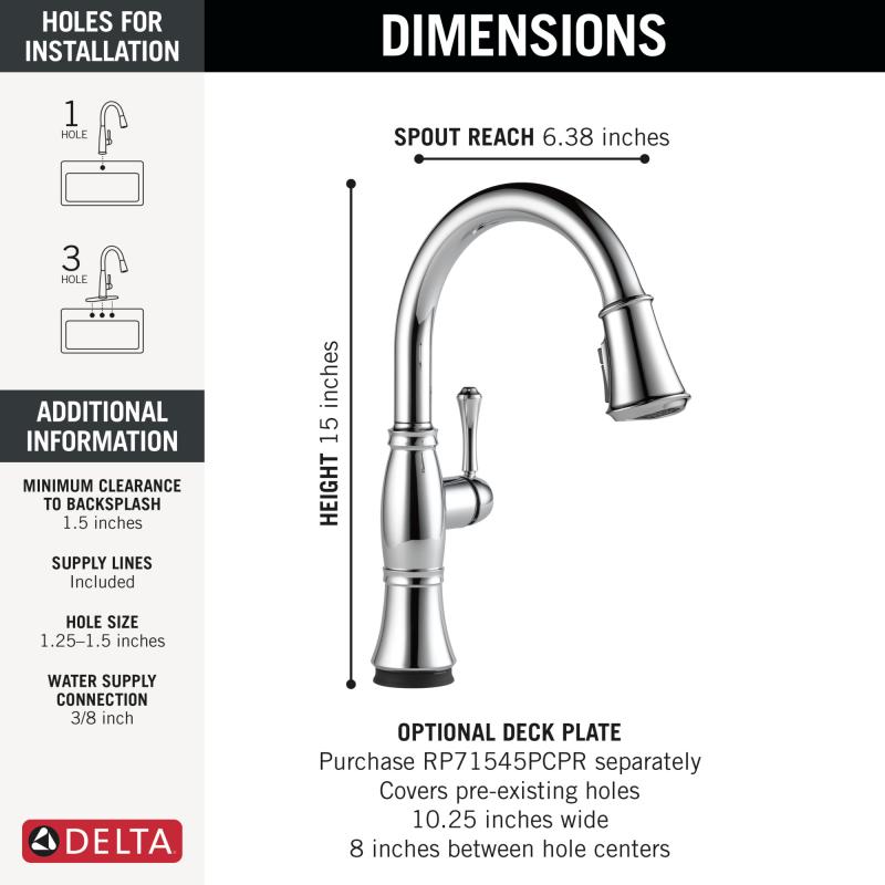 DELTA Cassidy Touch2O Technology Kitchen Faucet with Touchless Technology — Lumicoat® Chrome
