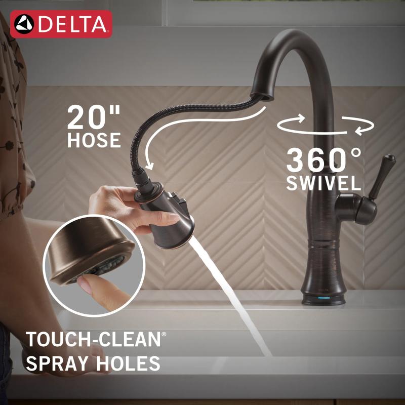 DELTA Cassidy Touch2O Technology Kitchen Faucet with Touchless Technology — Venetian Bronze