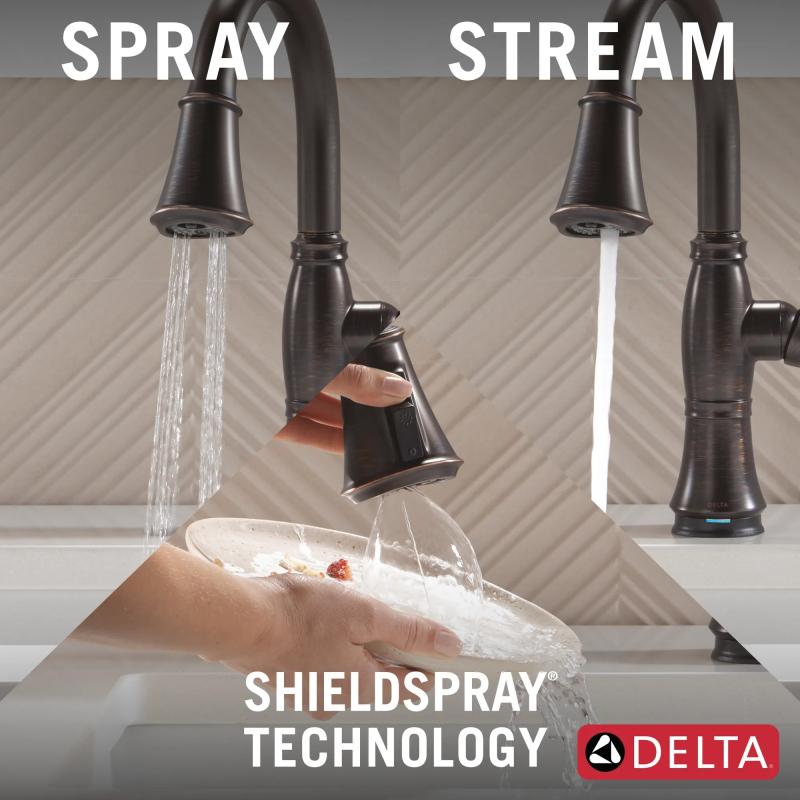 DELTA Cassidy Touch2O Technology Kitchen Faucet with Touchless Technology — Venetian Bronze