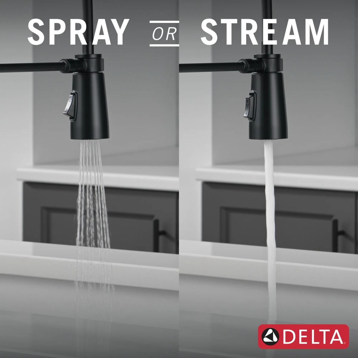 DELTA Essa Single-Handle Pull-Down Spring Kitchen Faucet — Matte Black