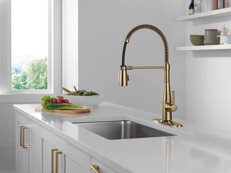 DELTA Essa Single-Handle Pull-Down Spring Kitchen Faucet — Champagne Bronze