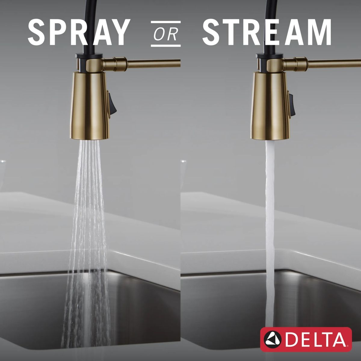 DELTA Essa Single-Handle Pull-Down Spring Kitchen Faucet — Champagne Bronze