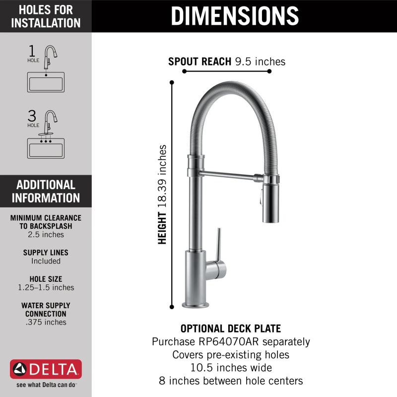 DELTA Trinsic Single-Handle Pull-Down Spring Kitchen Faucet — Arctic Stainless