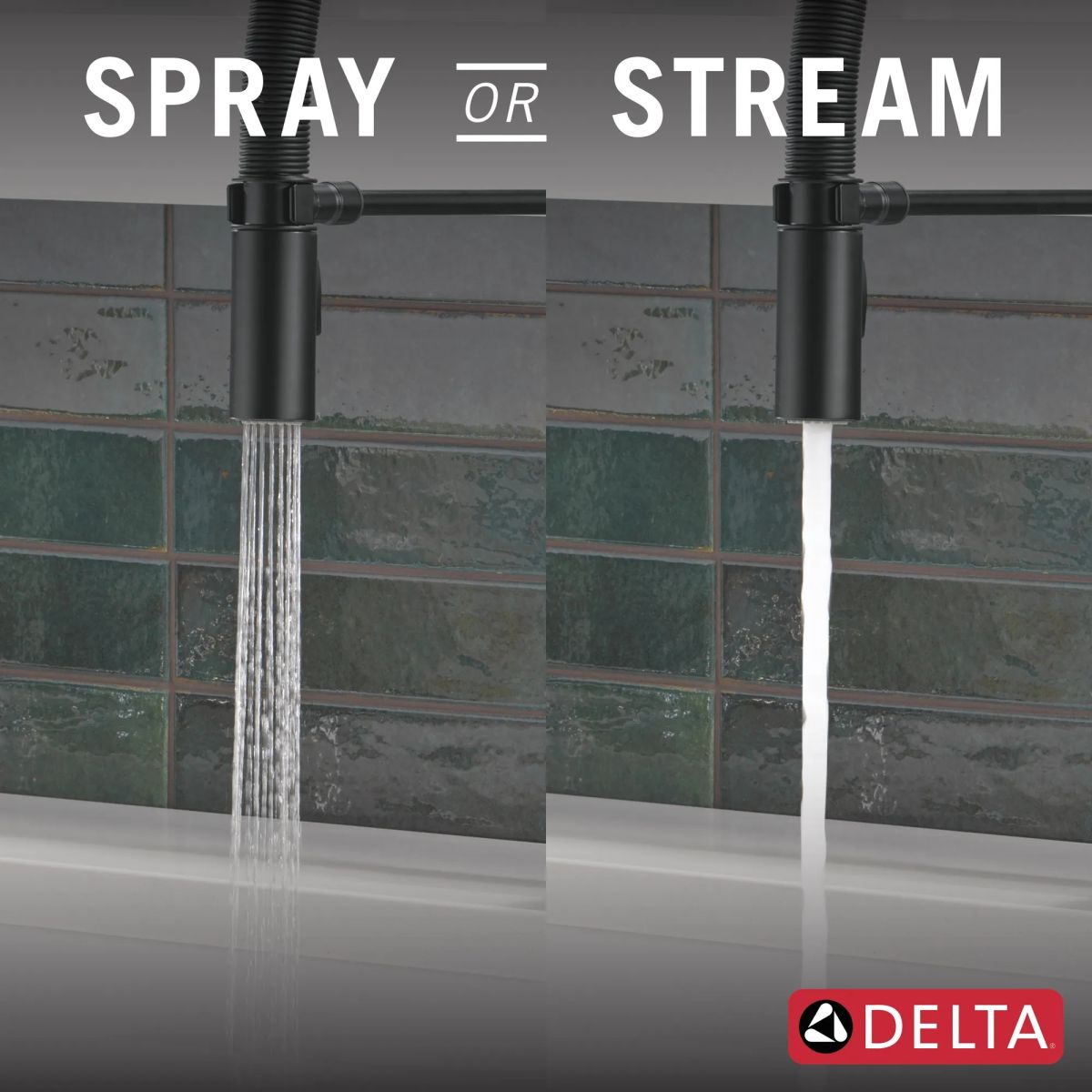 DELTA Trinsic Single-Handle Pull-Down Spring Kitchen Faucet — Matte Black