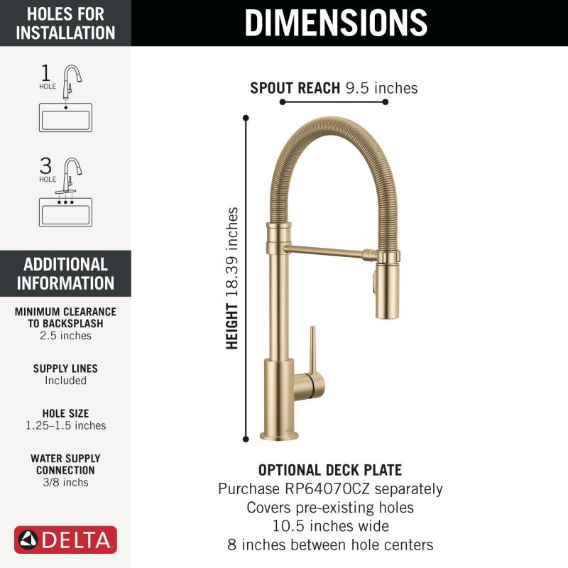 DELTA Trinsic Single-Handle Pull-Down Spring Kitchen Faucet — Champagne Bronze