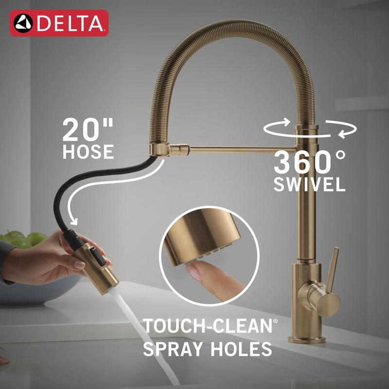 DELTA Trinsic Single-Handle Pull-Down Spring Kitchen Faucet — Champagne Bronze