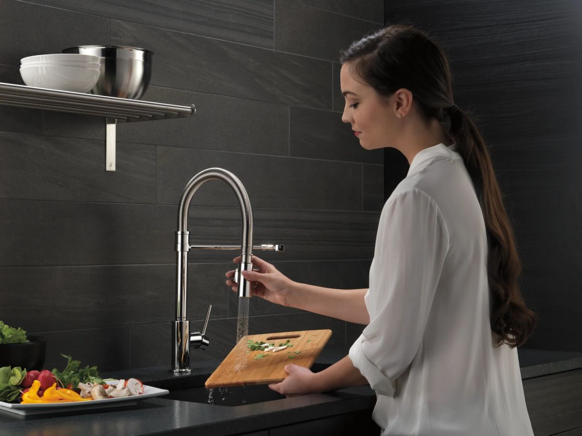 DELTA Trinsic Single-Handle Pull-Down Spring Kitchen Faucet — Chrome