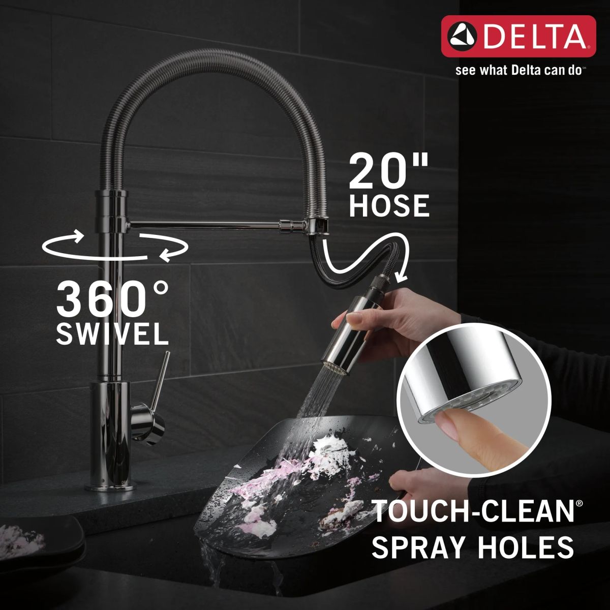 DELTA Trinsic Single-Handle Pull-Down Spring Kitchen Faucet — Chrome
