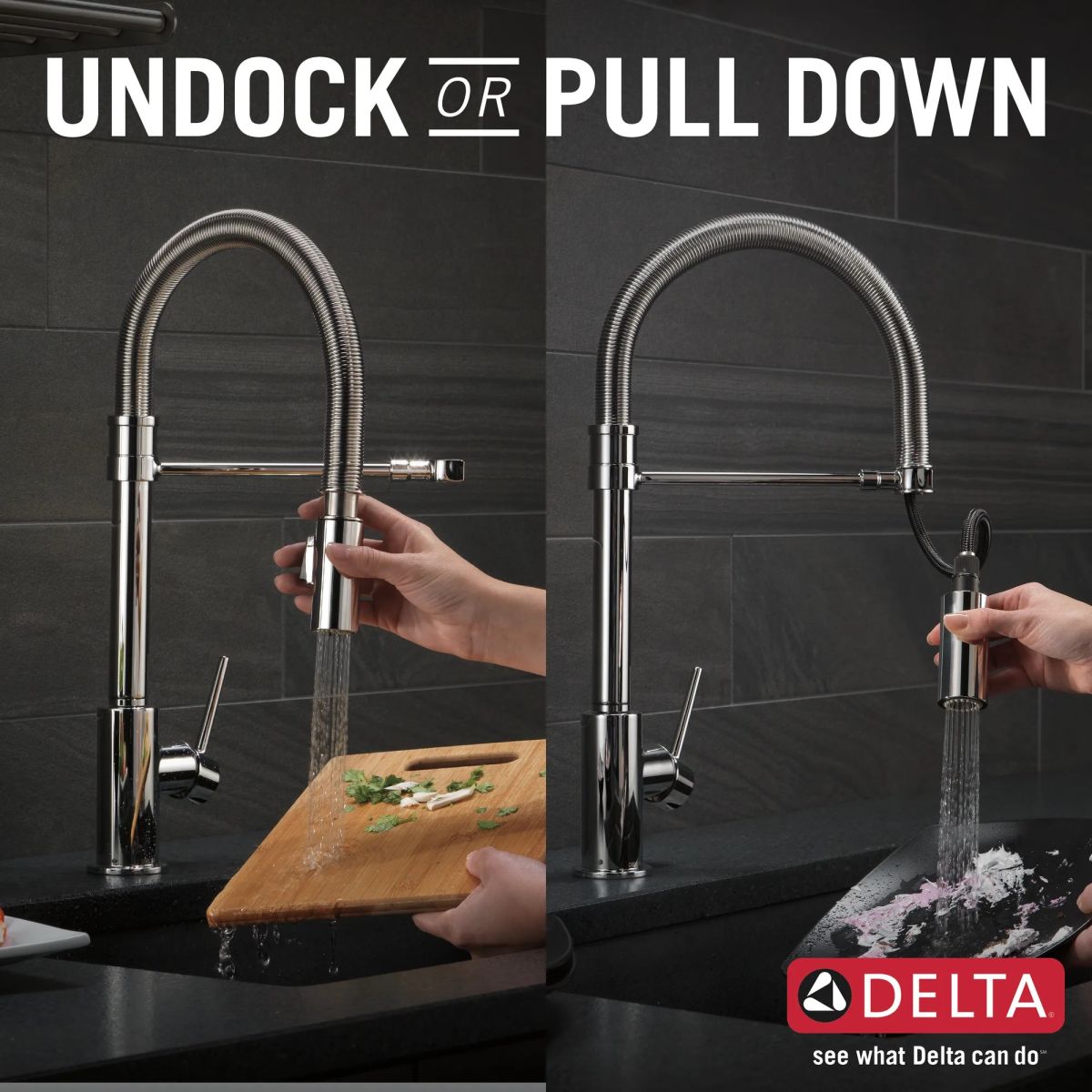 DELTA Trinsic Single-Handle Pull-Down Spring Kitchen Faucet — Chrome