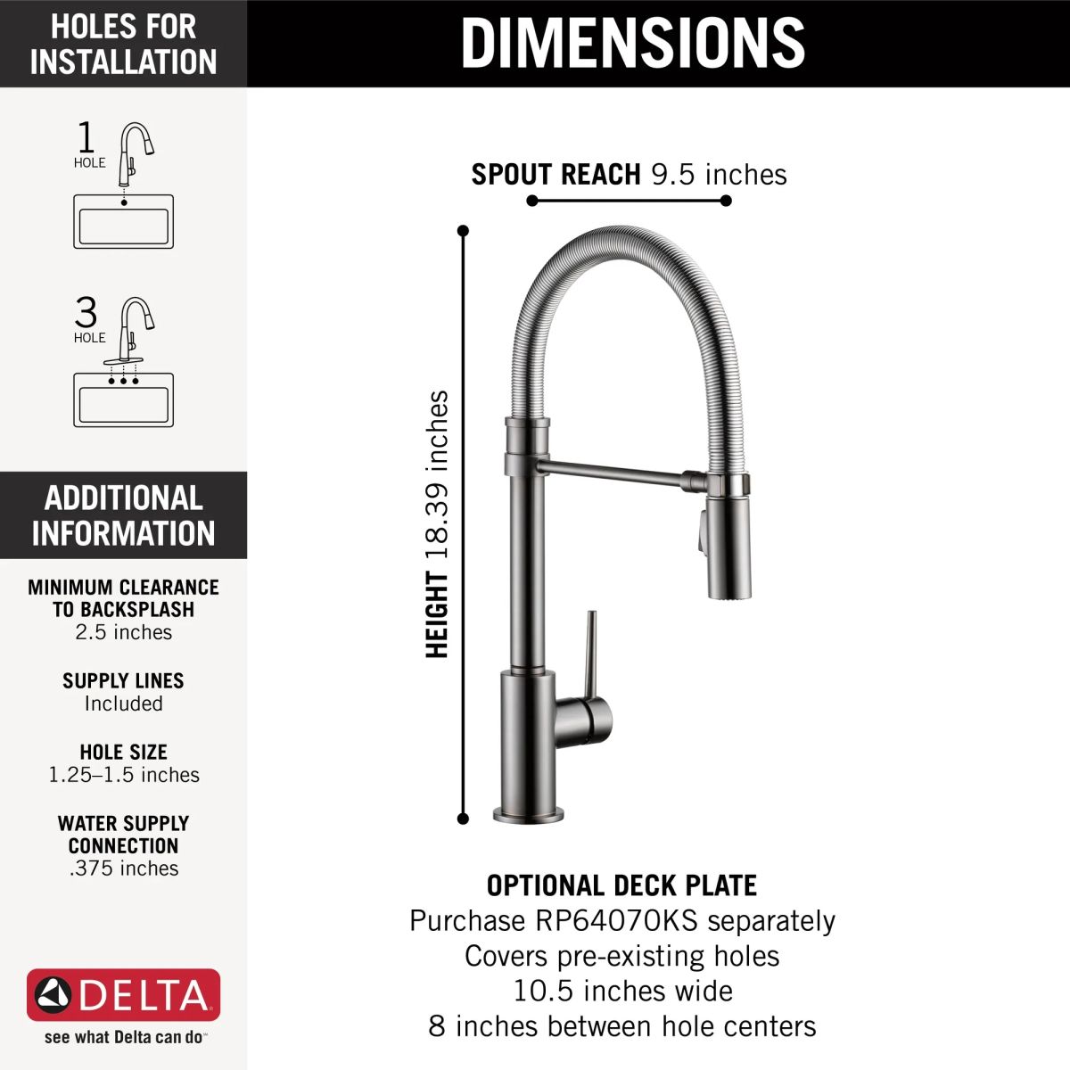 DELTA Trinsic Single-Handle Pull-Down Spring Kitchen Faucet — Black Stainless