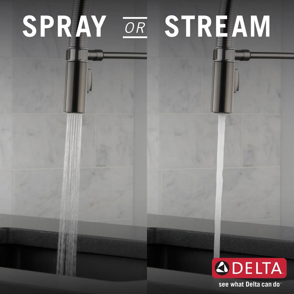 DELTA Trinsic Single-Handle Pull-Down Spring Kitchen Faucet — Black Stainless