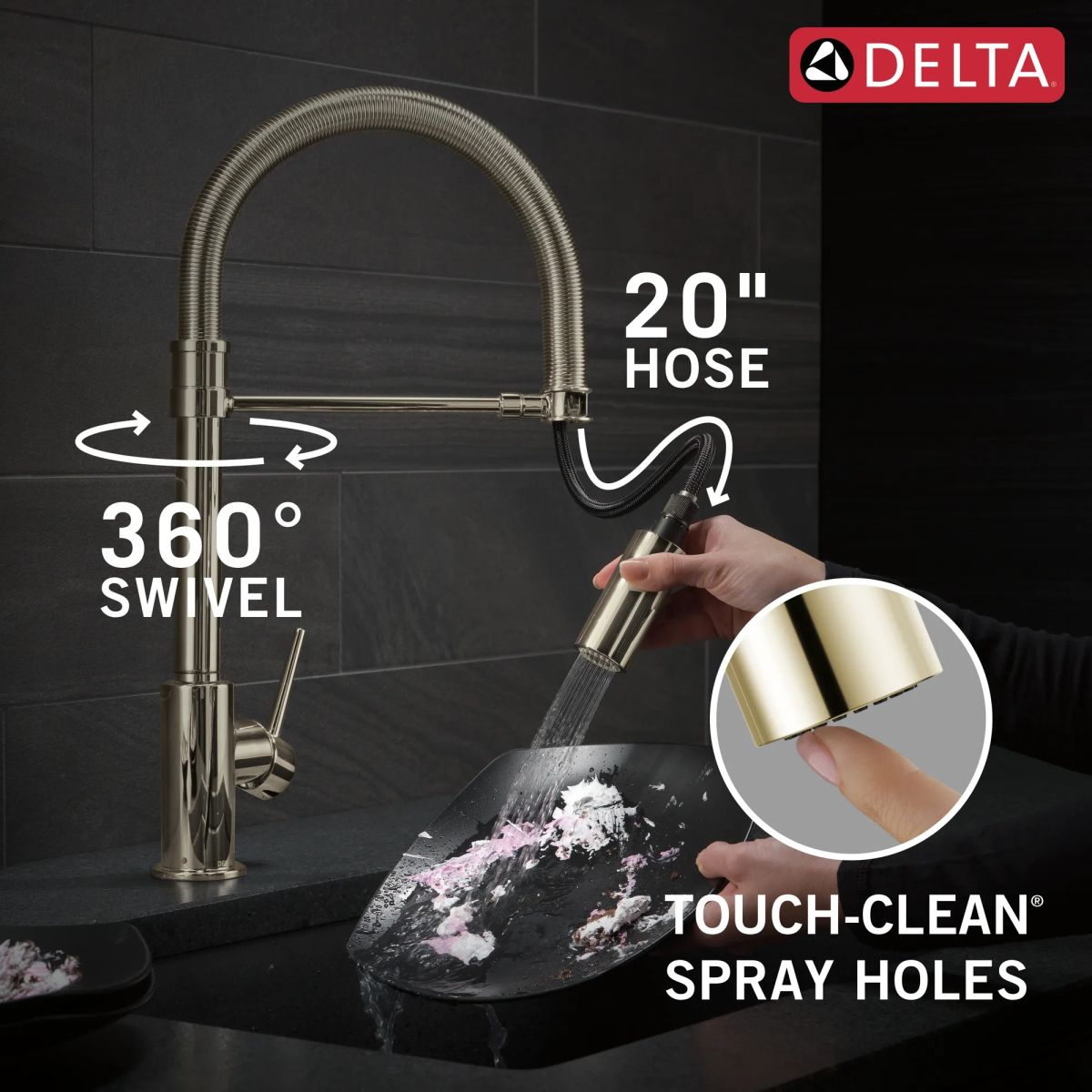 DELTA Trinsic Single-Handle Pull-Down Spring Kitchen Faucet — Polished Nickel