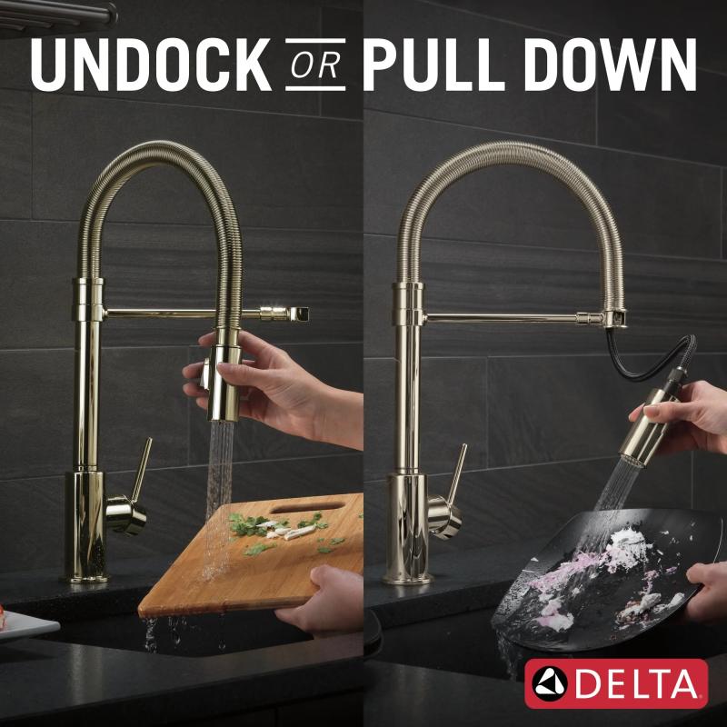 DELTA Trinsic Single-Handle Pull-Down Spring Kitchen Faucet — Polished Nickel