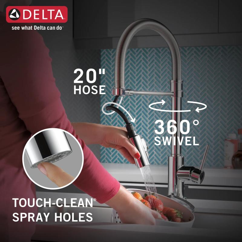 DELTA Trinsic Single-Handle Pull-Down Spring Kitchen Faucet with Touch2O Technology — Chrome